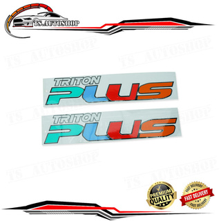 Sticker "TRITON PLUS" Mitsubishi L200 Triton Plus ขนาด 38x10 จำนวน 2 Pieces ปี 2006-2014 มีบริการเก็บเงินปลายทาง