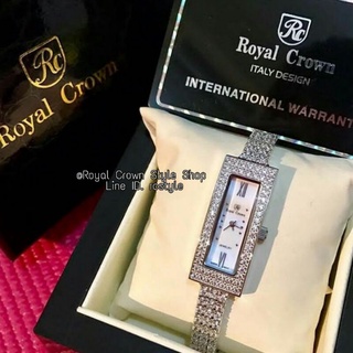 นาฬิกา Royal Crown นาฬิกาเพชรสวิตแท้สวยหรู,กันน้ำลึกถึง30แมตร,มีบัตรับประกัน1ปี,จัดส่งพ้อมกล่องครบเซ็ต,ของแท้💯%