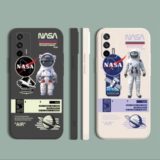 For OPPO A16 A94 A53 A15/A15S A12 AX7 A53 A52 A72 A92 A74 A54 5G Space Man NASA Barcode Square Straight Edge Soft Silicone Cover Duable Phone Case