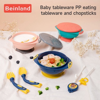 Beinland ชุดจานชาม และตะเกียบ ป้องกันการโรยอาหาร สําหรับเด็กทารก