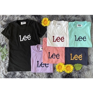 เสื้อบุ้งคอกลมรัดรูปนมโตปัก Lee สีพาสเทล