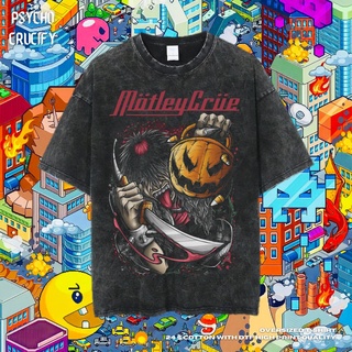 เสื้อยืดโอเวอร์ไซส์เสื้อยืด ขนาดใหญ่ พิมพ์ลาย Psycho Crucify Motley Crue | หินล้างทําความสะอาด | เสื้อยืด ขนาดใหญ่ | สไต