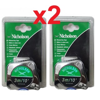 ตลับเมตร (x2ชิ้น) ชุบโครเมียม 3เมตร MEASURING TAPE 3m (10") Nicholson