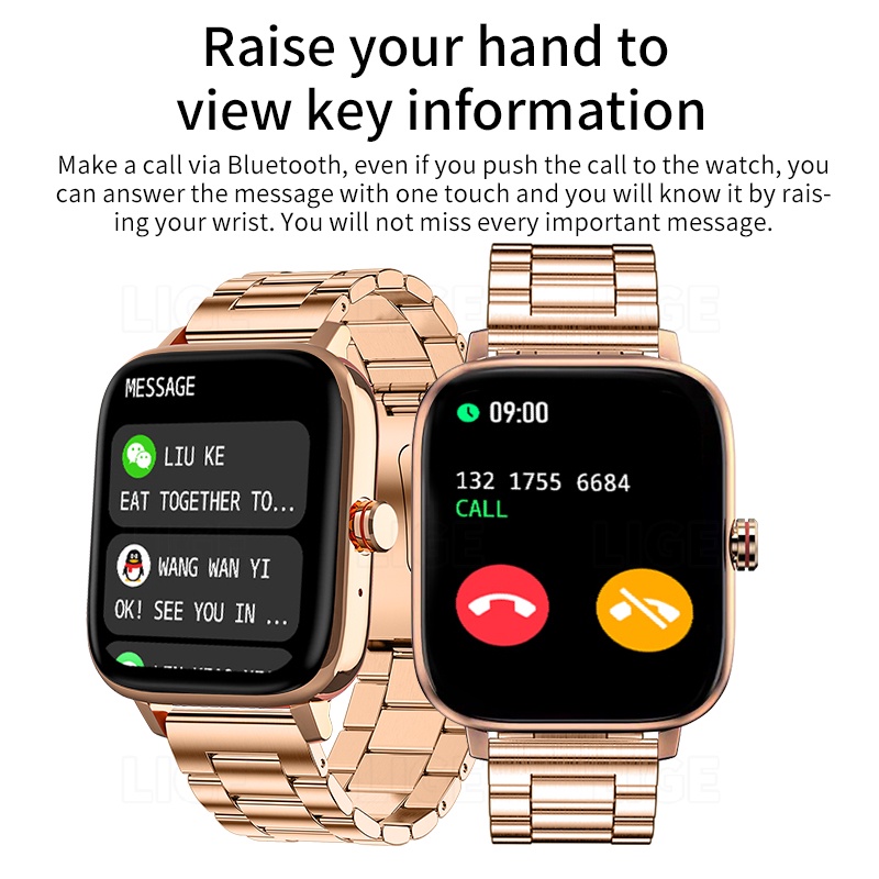 ✾☽LIGE 2022 Bluetooth Call Smart Watch Men 1.69 Inch Full Touch Sport Fitness Watch Heart Rate Waterproof Men Smartwatch