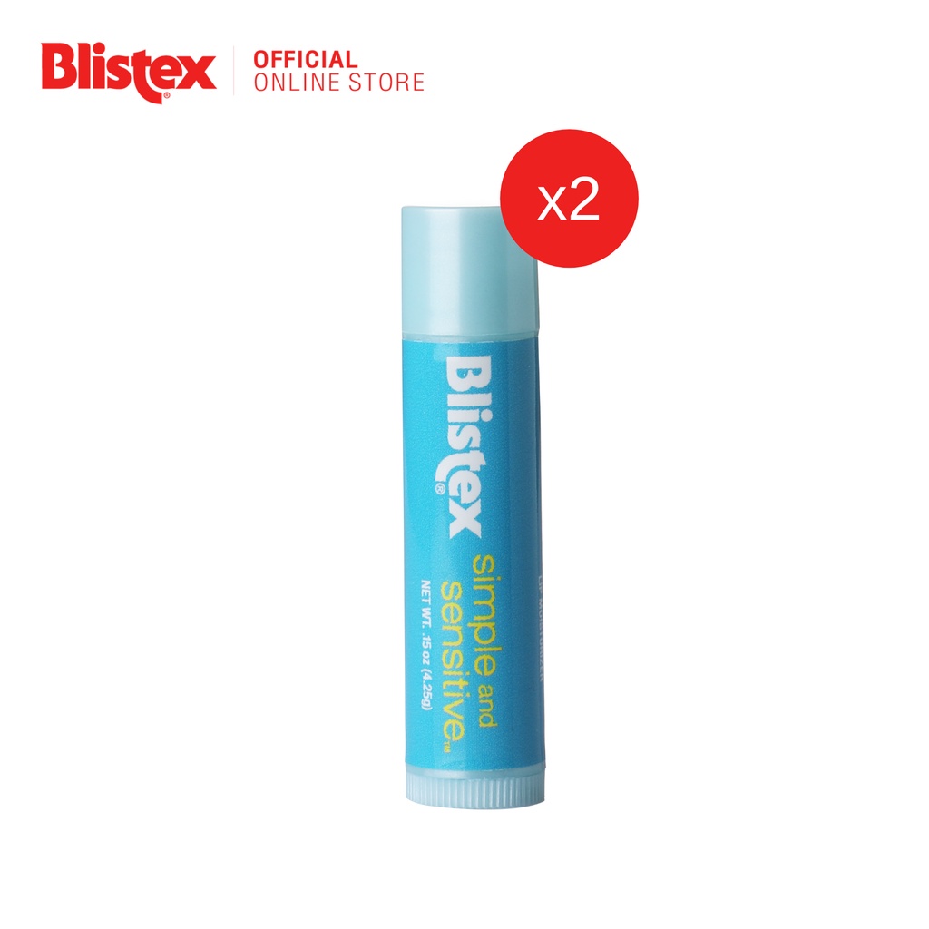 [แพ็ค 2] Blistex Simple And Sensitive Lip Balm SPF15 สำหรับริมฝีปากบอบบาง แพ้ง่าย Quality from USA บริสเทค ลิปบาล์ม