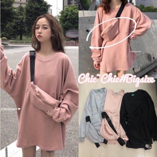 เสื้อผ้าคนอ้วน งานเซ็ทเสื้อ+กระเป๋า แฟชั่นเสื้อแขนยาวสไตล์เกาหลี