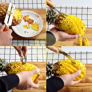 KUDSUN ที่ปอกสับปะรด มีดปอกผลไม้ ที่เลาะตาสับปะรด ด้ามจับไม้ Pineapple Peeler มีดเลาะตาสับปะรด สำหรับ ปอก เซาะ สับปะรด จ