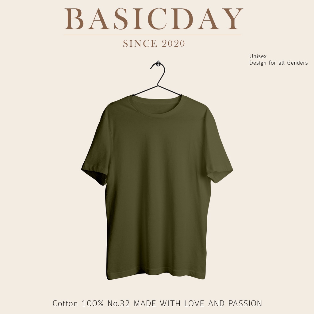 เสื้อยืดสีเขียวขี้ม้า แขนสั้น cotton100%