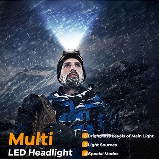 Sofirn H25B (H35B) ไฟหน้า Super Bright 2,000 Lumens 3 ชิ้น LED สีขาว + 2 ชิ้นหลอดไฟ LED สีแดงลูกปัด USBC ประเภทไฟหน้ากลางแจ้งแบบชาร์จไฟได้ IP66 กันน้ําขี่