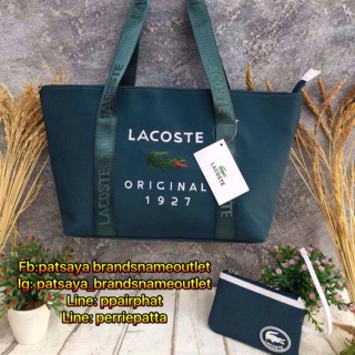 NEW Arrival! Lacoste Classic Shopping Bag With Cluth 2017 แท้💯outlet