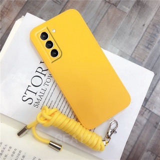 New เคสโทรศัพท์ Samsung S22 Ultra S22+ 2022 Fashion Soft Case with Strap Rope TPU Simple Skin Feel เคส S22Plus Cover