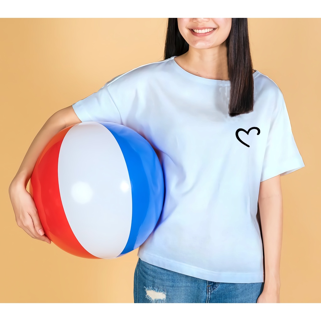 Estrello Fashion - Kaos Love Logo Tops Women Men Short Sleeve Oversize Cotton Combed 30s