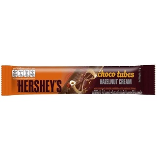 เฮอร์ชีย์ เวเฟอร์เคลือบช็อกโกแลตสอดไส้ครีมเฮเซลนัท Hershey Choco Tubes Hazelnut Cream 18g