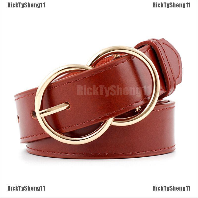 [COD RTS]Women Faux Leather Belt Double Ring Buckle Belt Waist