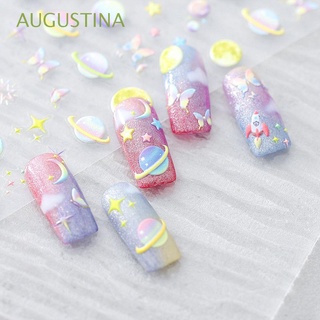 Augustina สติกเกอร์ติดเล็บ ลายการ์ตูนโดนัท ผีเสื้อ นักบินอวกาศ จรวด มีกาวในตัว DIY สําหรับตกแต่งเล็บ