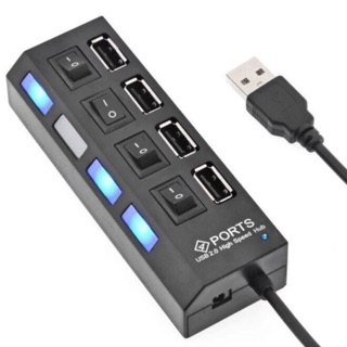 ราคาHUB V 2.0 USB 4 ช่อง มีสวิต ใช้ได้ Keyboard,Mouse,ไฟ USB อุปกรณ์ที่กินไฟไม่มากข