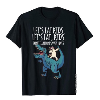 เสื้อยืดผ้าฝ้าย เสื้อยืด ผ้าฝ้าย พิมพ์ลาย Lets Eat Kids Punctuation Saves Lives Grammar สําหรับผู้ชาย