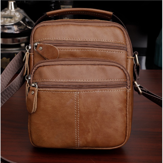 หนังแท้ 100% !! พร้อมส่ง !! กระเป๋าสะพายข้าง Messenger Bag ใบใหญ่ ใส่ของได้เยอะ หนังสวยมาก