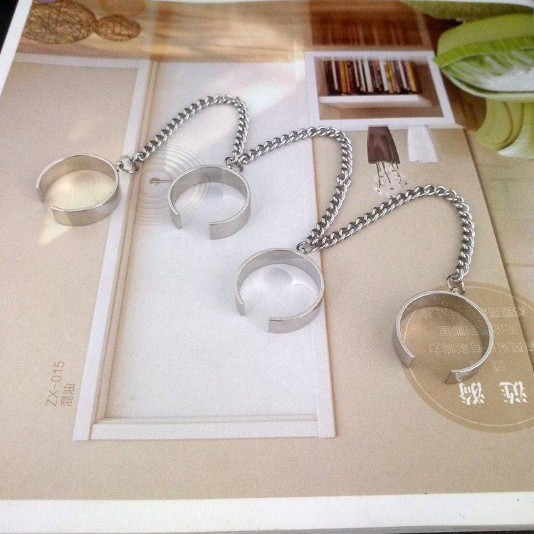 ร้านในไทย ส่งด่วน✨ แหวนปรับขนาดได้พั้งค์  สไตล์HIPHOP  โซ่ 4 อันเชื่อมกัน แหวนเงิน - รูปที่ 2