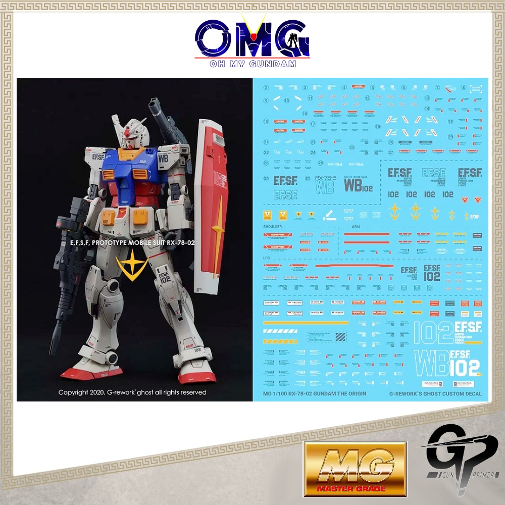 G-Rework MG RX-78-2 Gundam The Origin Water Decal CD-M190 G Rework Water Decals RX782 Water Decals R