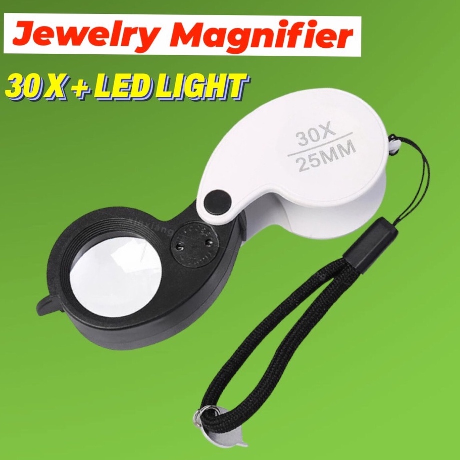 กล้องขยาย 30 x  ส่องพระเครื่อง ชัดสบายตา พร้อมไฟ LED สายคล้อง