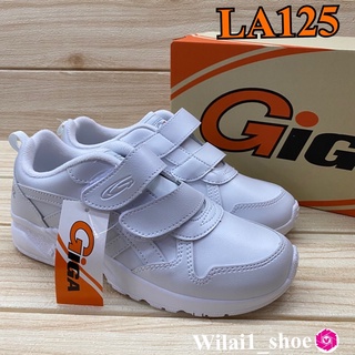 GiGa  LA125  รองเท้าผ้าใบ แบบหนัง ติดเทป ( 35-41) สีขาว