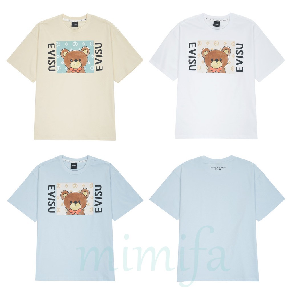 Ready to Ship เสื้อยืดแขนสั้นลําลอง ผ้าฝ้าย พิมพ์ลายหมีเท็ดดี้ สไตล์เกาหลี สําหรับผู้ชาย และผู้หญิง