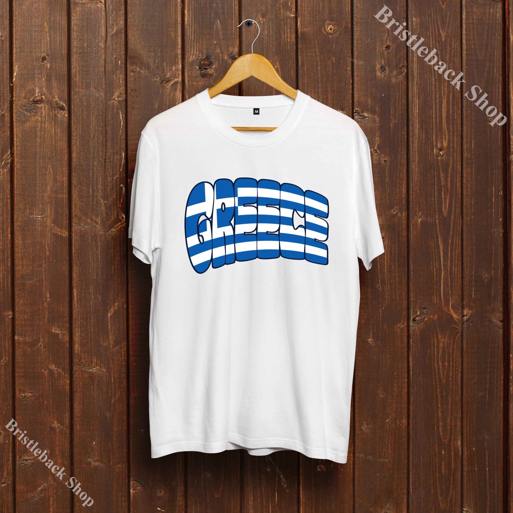 GREECE เสื้อยืดผ้าฝ้ายแขนสั้นกรีกประเทศน่ารักสําหรับผู้ชาย U10GRC003