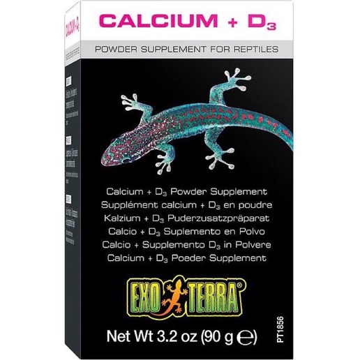 Exo-Terra Calcium+D3 แคลเซี่ยมชนิดผง ปราศจากฟอสฟอรัส ผสมวิตามิน D3 ขนาด ยี่ห้อดังที่สุด ไว้ใจได้ ถ้าทุนถึงแนะนำ
