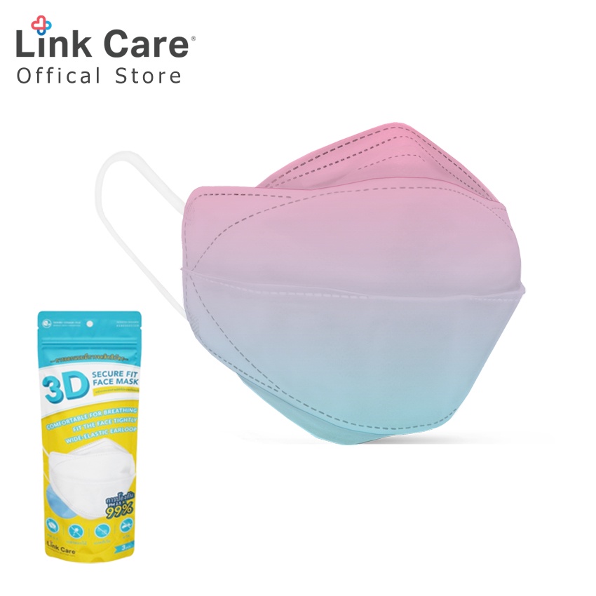 Link Care 3D หน้ากากอนามัย ผู้ใหญ่  ยูนิคอ Unicorn (3ชิ้น/แพ็ค)