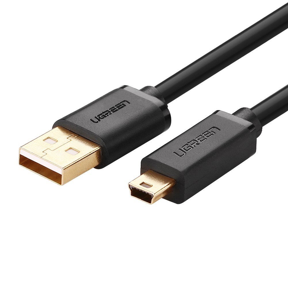 UGREEN รุ่น 10385 USB 2.0 A Male To Mini 5 Pin Male Cable Gold Plated 1.5 Meters - Black
