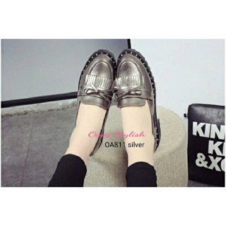 OA811 รองเท้านำเข้า พร้อมส่ง ไม่ต้องรอพรีออเดอร์ รองเท้าหนังมันตอกหมุดสุดเท่ห์ Style Oxford วัสดุเกร