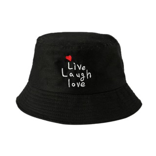 หมวกบักเก็ต ปักลาย Life Love Laugh เลือกลายได้