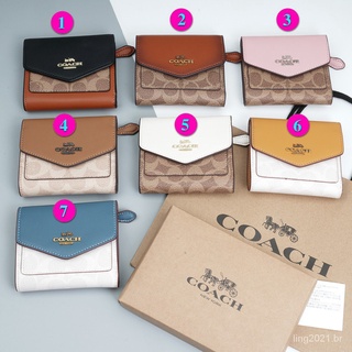 COACH 31548 กระเป๋าสตางค์ ผู้หญิง  กระเป๋าใส่เหรียญ กระเป๋าสตางค์ใบสั้น กระเป๋าสตางค์สามพับ