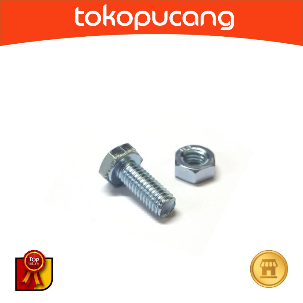 M8 x 20 B/N Nut Bolt (สีขาว Milli Nut Bolt M 8 x 20, BN M8x20) - P1.25