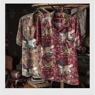 เสื้อฮาวาย เสื้อฮาวายลายเสือ100 ALOHA HAWAII เสื้อฮาวายสไตล์ญี่ปุ่นย้อนยุค(พรีฯสุดคั้ม)