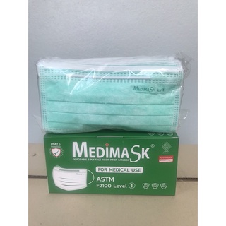 หน้ากากอนามัย Medimask ASTM LV.1 for Medical use แมส3ชั้น เกรดทางการแพทย์ ป้องกันเชื้อโรค ไวรัส และฝุ่นPM 2.5