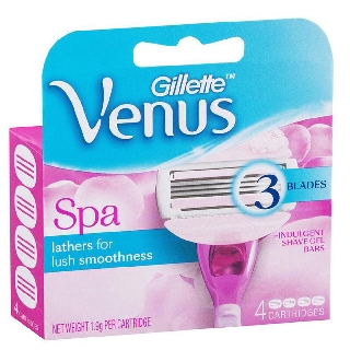 Gillette Venus Spa 4 Cattridges ยิลเลตต์ วีนัส สปา ใบมีดโกน สำหรับผู้หญิง 4 ชิ้น