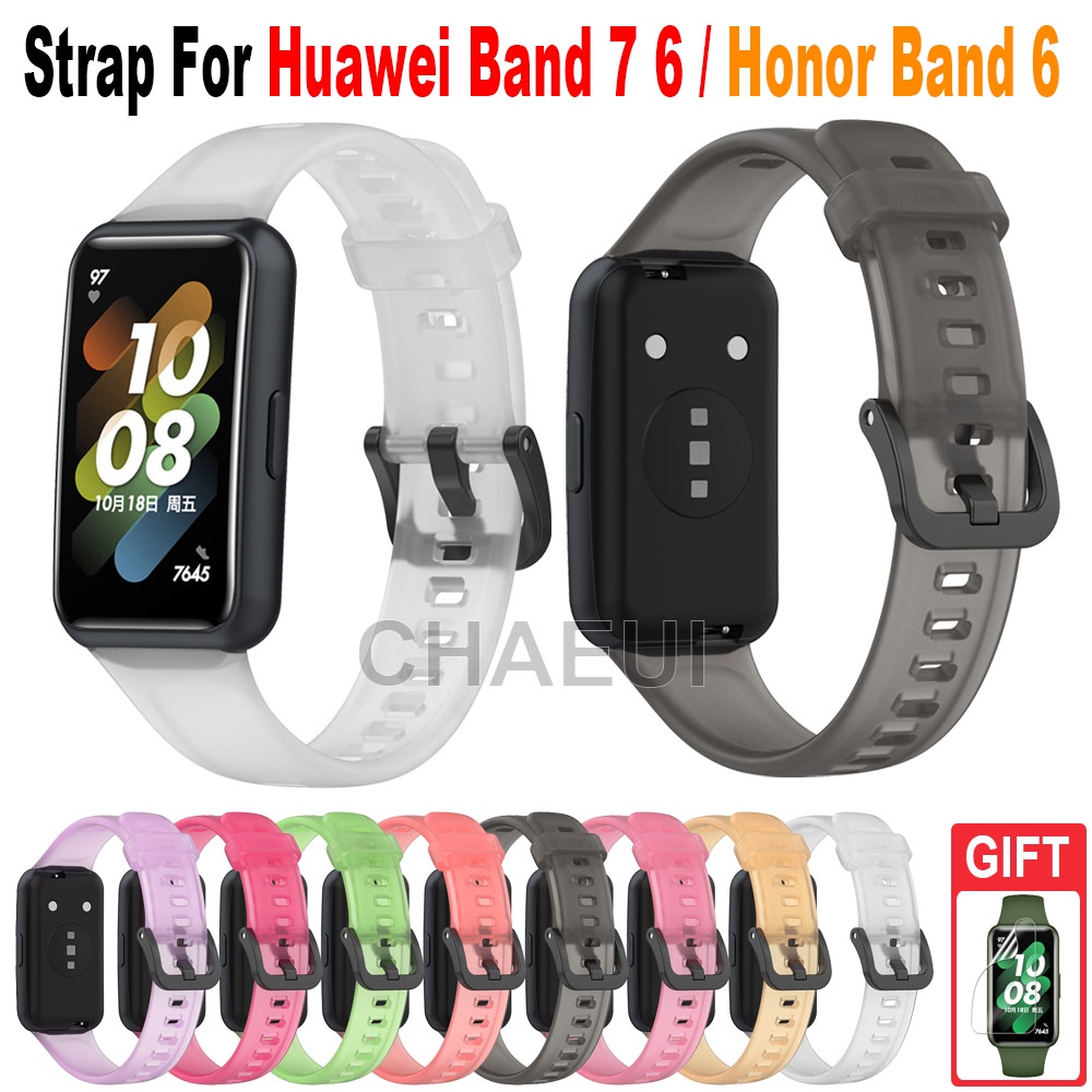สายนาฬิกาข้อมือซิลิโคน แบบใส อุปกรณ์เสริม สําหรับ Huawei Band 7 6 / Honor Band 7 6