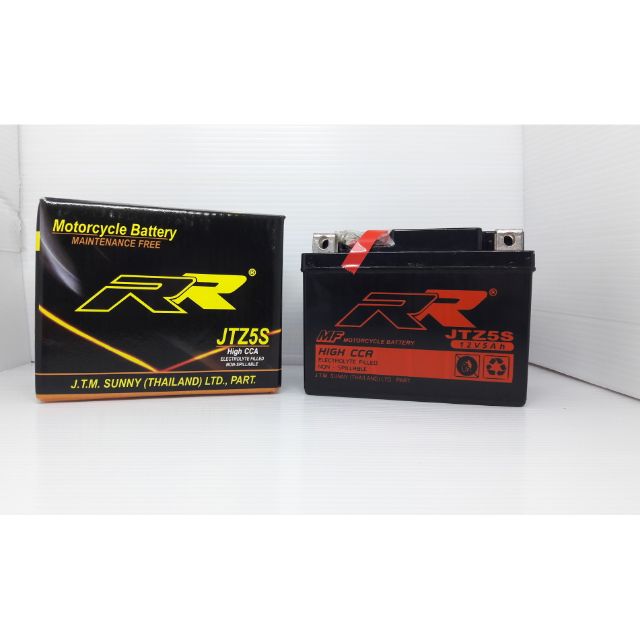 แบตเตอรี่รถมอเตอร์ไซด์​ RR รุ่น​ JTZ5S (12V.5Amh)