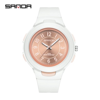 Sanda 2022 นาฬิกาข้อมือสปอร์ต กันน้ํา สีพื้น สําหรับเด็กผู้ชาย ผู้หญิง 6095-2