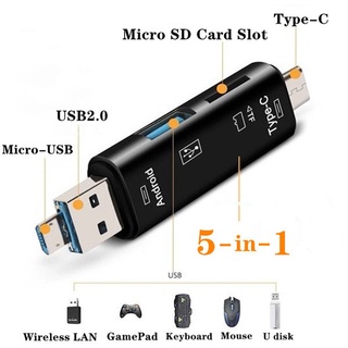 Type C / USB / Micro USB SD TF Memory Card Reader OTG Adapter 5 in 1 USB 3.0