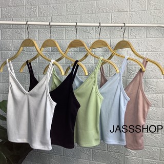 ⭐Jassshop⭐เสื้อกล้าม​ สายเดี่ยว ครอปผ้าร่อง