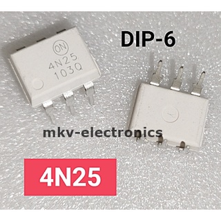 (1ตัว) 4N25 , DIP-6 , Phototransistor Output , Optocoupler (รหัสสินค้า M02991)