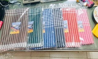 ผ้าขาวม้าพื้นบ้านแท้เย็บขอบเนื้อนุ่ม สินค้าพร้อมส่งในไทย
