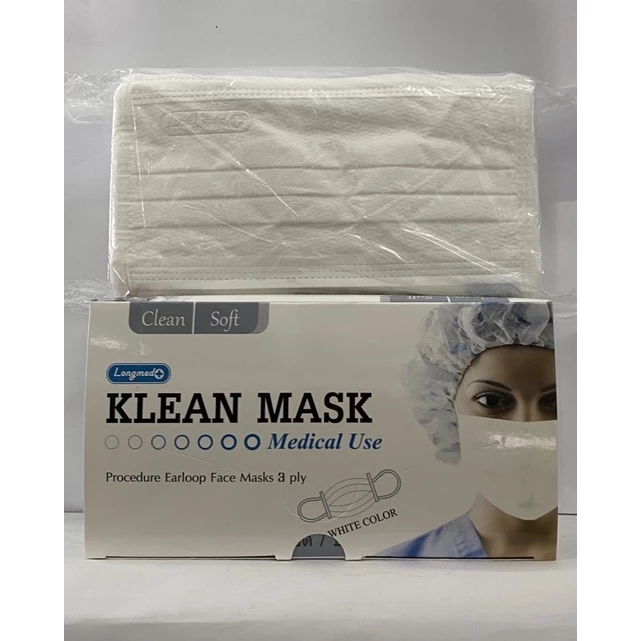 Klean mask (สีขาว) หน้ากาก ทางการแพทย์ 50ชิ้น /1กล่อง