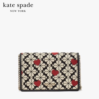 KATE SPADE NEW YORK SPADE FLOWER JACQUARD HEARTS WALLET ON CHAIN K5203 กระเป๋าสะพาย / กระเป๋าสตางค์