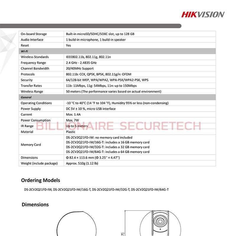 HIKVISION IP CAMERA กล้องวงจรปิดระบบ IP ความละเอียด 2 ล้านพิกเซล รุ่น DS-2CV2Q21FD-IW (2.8 mm) PACK 4 ตัว