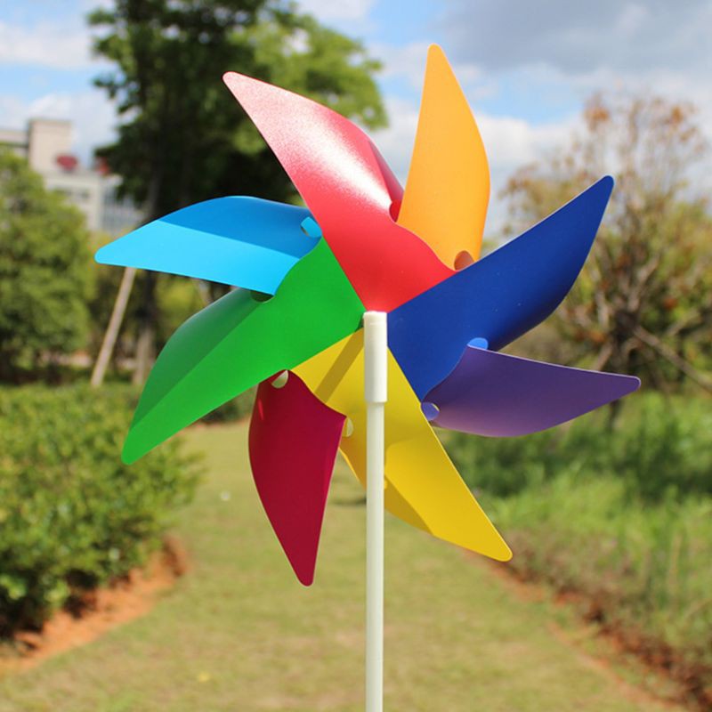 Plastic Colorful Windmill Wind Spinner Kids Toy Lawn Garden Yard Party Decor Out