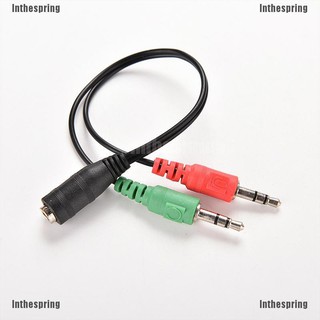 Inthespring❦ 3.5Mm Female To 2 Dual Male Jack Plug Audio Stereo Headset Mic Splitter Cables